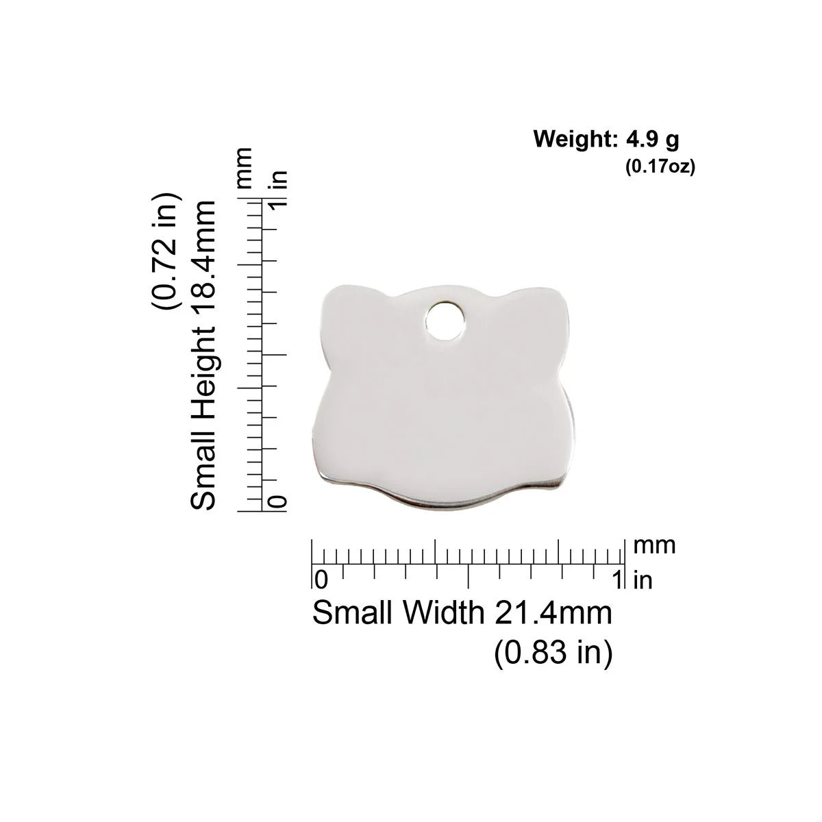 Red Dingo Stainless Steel "Cat Face" Pet Tag