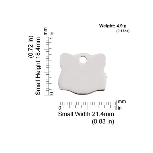 Red Dingo Stainless Steel "Cat Face" Pet Tag