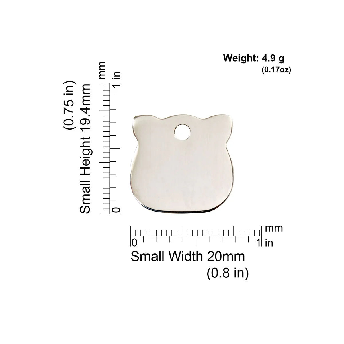 Red Dingo Stainless Steel "Cat Head" Pet Tag