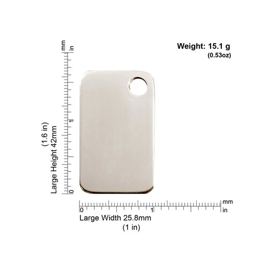 Red Dingo Stainless Steel "Rectangle" Pet Tag
