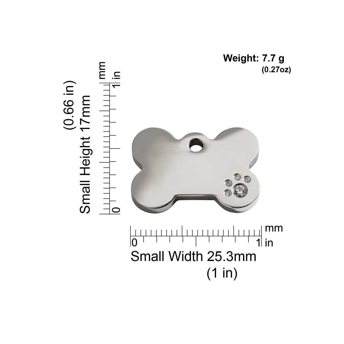 Red dingo Diamante "Bone" Pet Tag