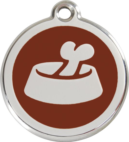 Red Dingo Enamel Dog Tag - Bone in a Bowl