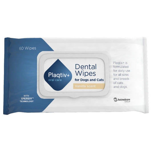 Plaqtiv+ Oral Care Dental Wipes for Cats and Dogs (Vanilla)