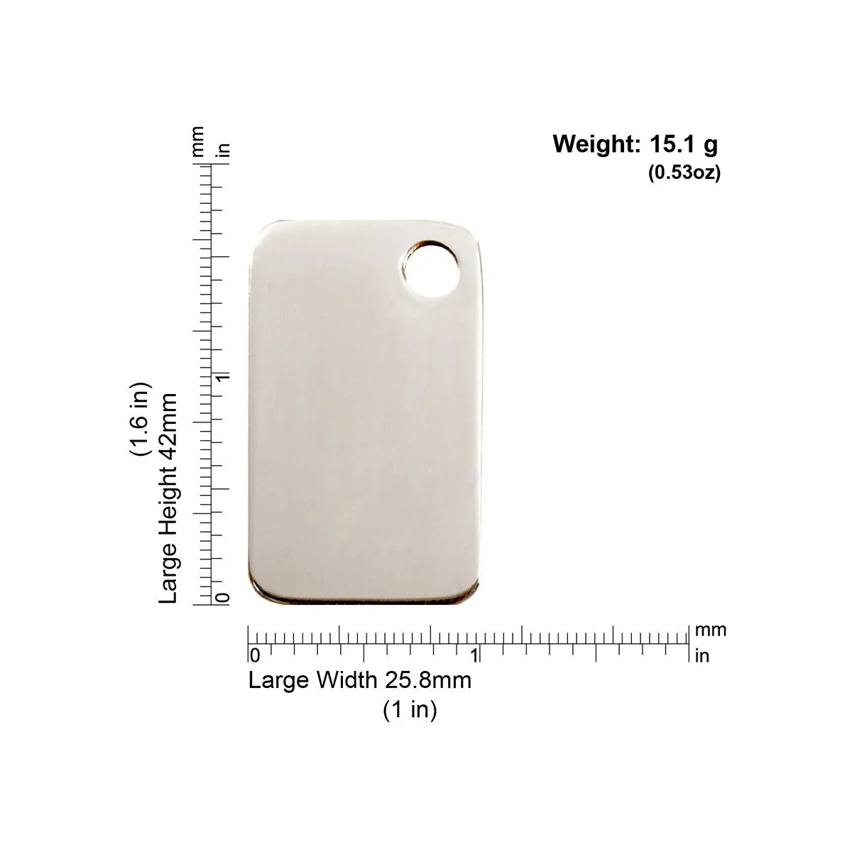 Red Dingo Stainless Steel "Rectangle" Pet Tag