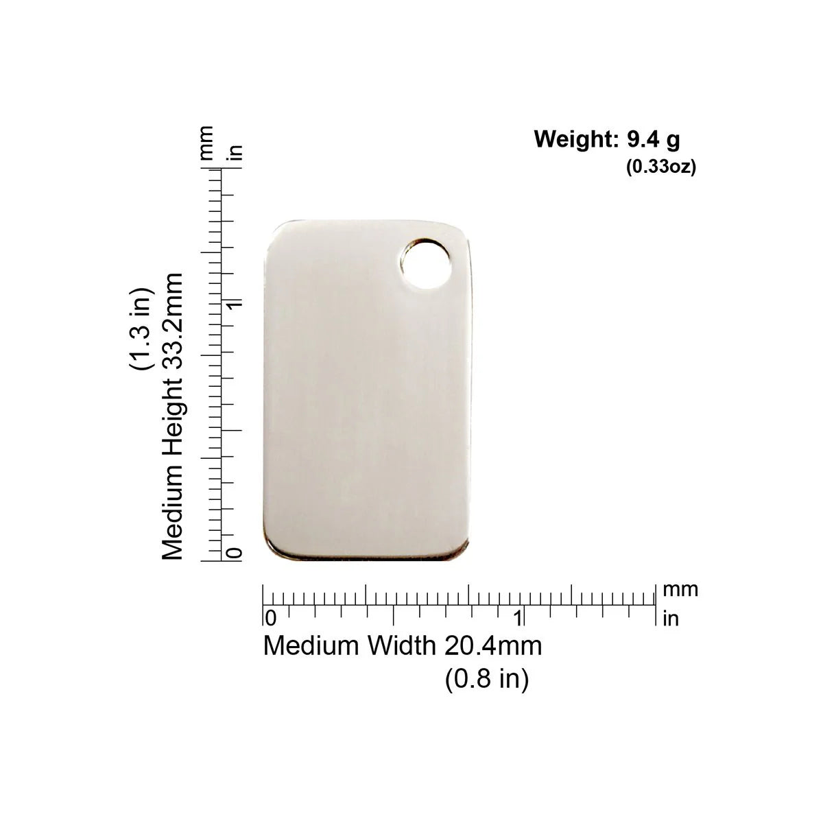 Red Dingo Stainless Steel "Rectangle" Pet Tag