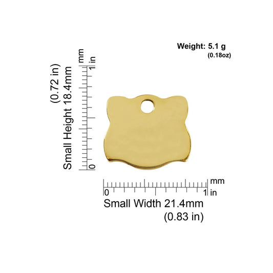 Red Dingo Brass "Cat Face" Pet Tag