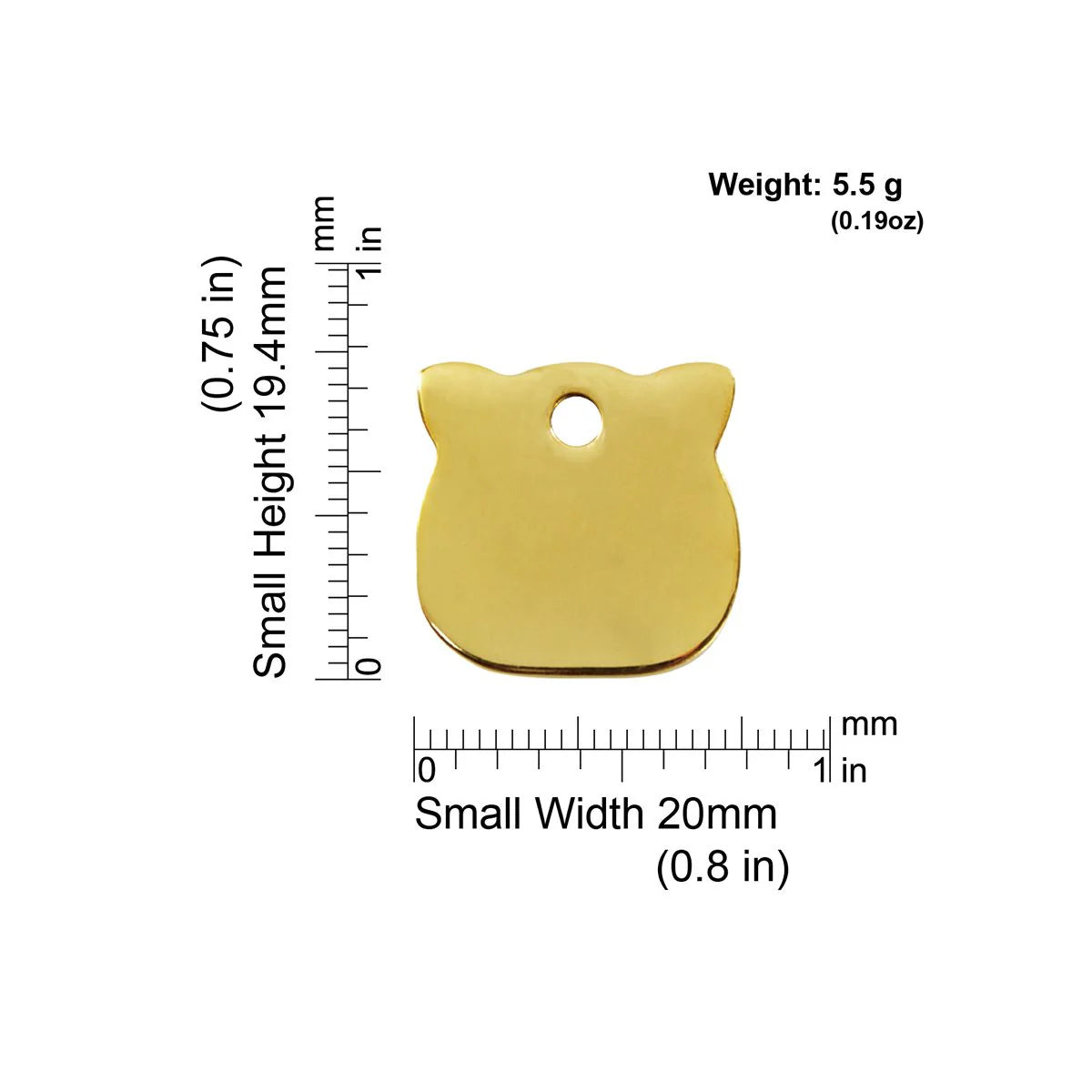 Red Dingo Brass "Cat Head" Pet Tag