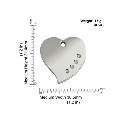 Red Dingo Diamante "Heart" Pet Tag