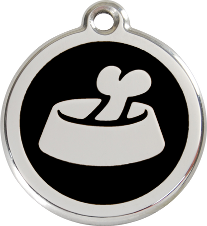 Red Dingo Enamel Dog Tag - Bone in a Bowl