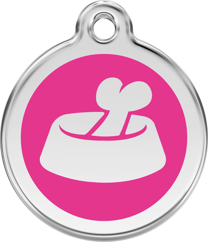 Red Dingo Enamel Dog Tag - Bone in a Bowl