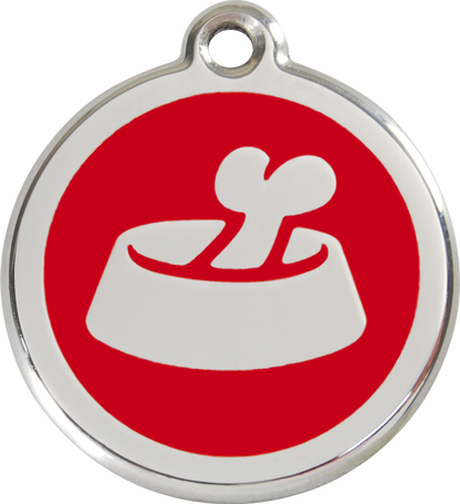 Red Dingo Enamel Dog Tag - Bone in a Bowl