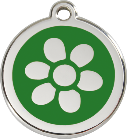 Red Dingo Enamel Dog Tag - Flower
