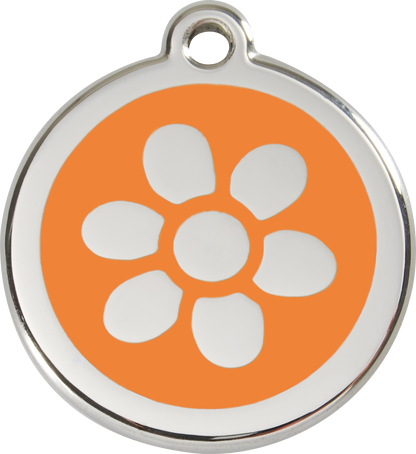 Red Dingo Enamel Dog Tag - Flower