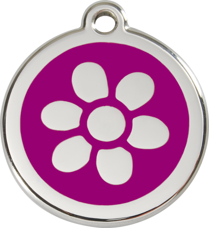 Red Dingo Enamel Dog Tag - Flower