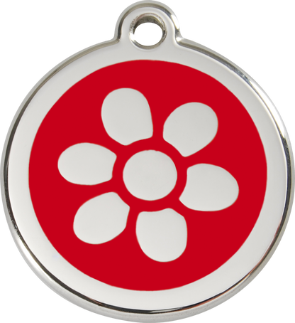 Red Dingo Enamel Dog Tag - Flower