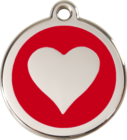 Red Dingo Enamel Dog Tag - Heart