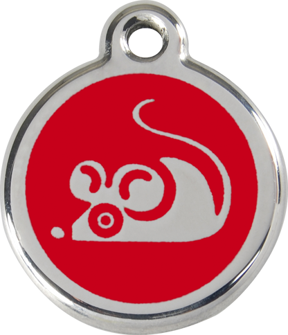 Red Dingo Enamel Cat Tag - Mouse