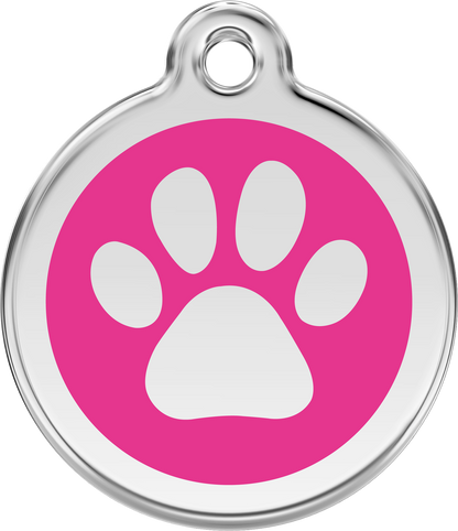Red Dingo Enamel Dog Tag - Paw Print