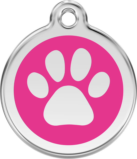 Red Dingo Enamel Dog Tag - Paw Print