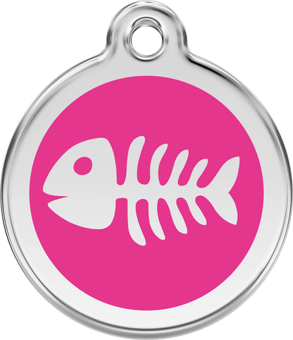 Red Dingo Enamel Dog Tag - Fish Bone