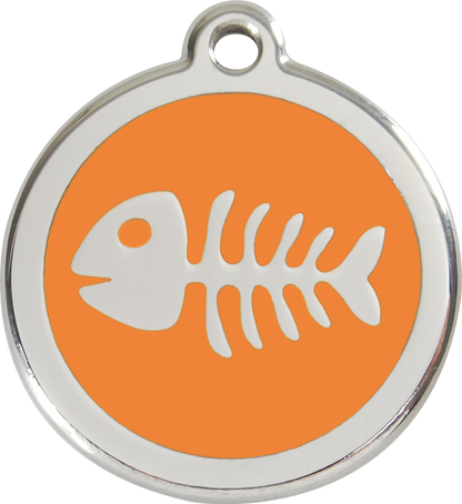 Red Dingo Enamel Dog Tag - Fish Bone