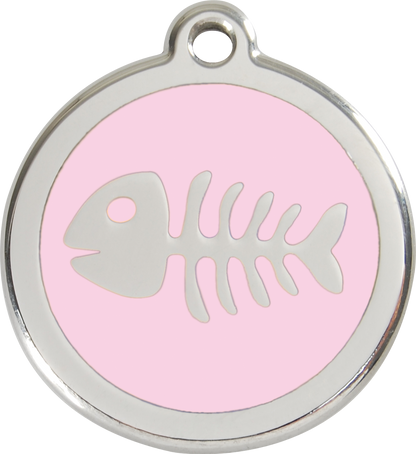 Red Dingo Enamel Dog Tag - Fish Bone