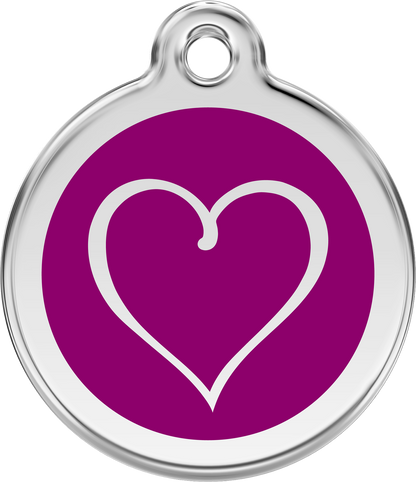 Red Dingo Enamel Cat Tag - Heart