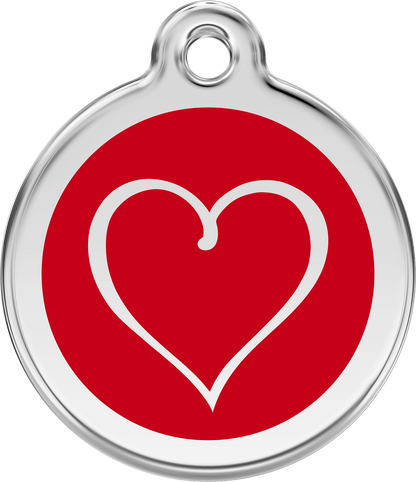 Red Dingo Enamel Cat Tag - Heart
