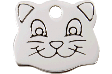Red Dingo Stainless Steel "Cat Face" Pet Tag