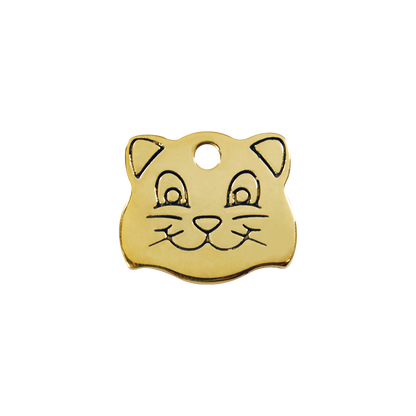 Red Dingo Brass "Cat Face" Pet Tag