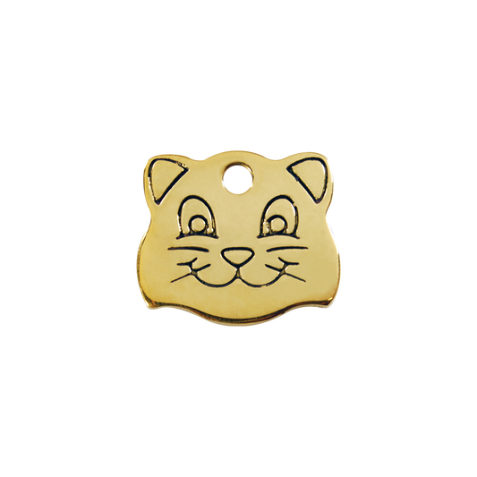 Red Dingo Brass "Cat Face" Pet Tag