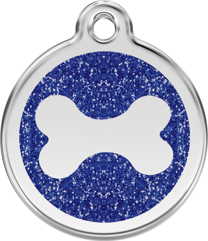 Red Dingo Bone Glitter Dog Tag