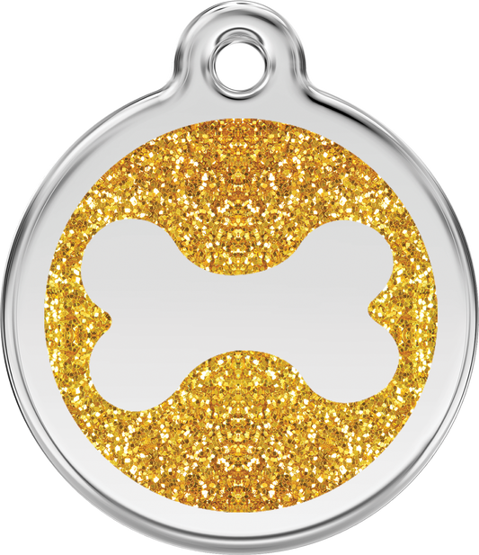 Red Dingo Bone Glitter Dog Tag