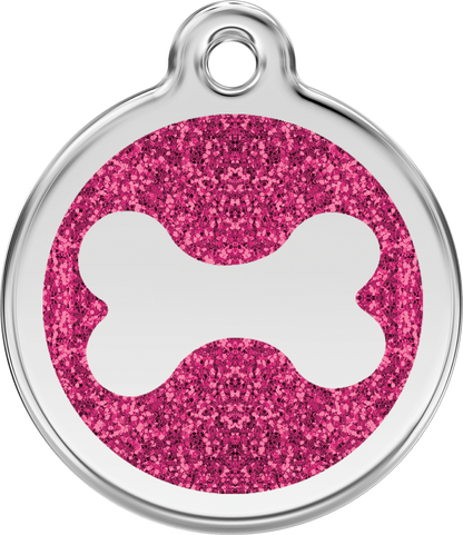 Red Dingo Bone Glitter Dog Tag