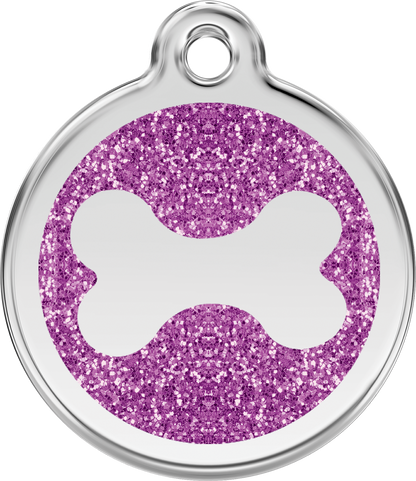 Red Dingo Bone Glitter Dog Tag