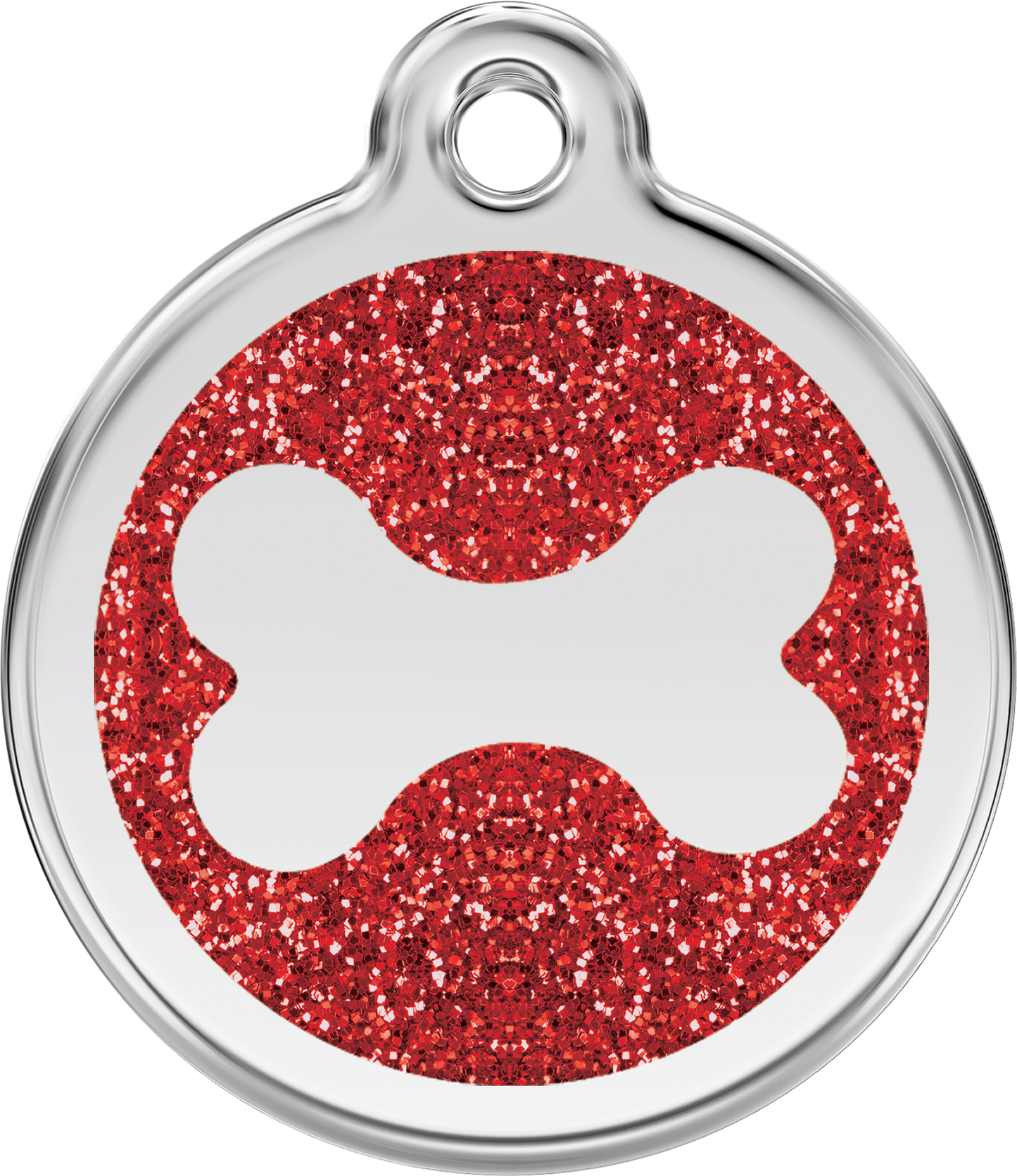 Red Dingo Bone Glitter Dog Tag