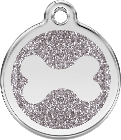 Red Dingo Bone Glitter Dog Tag