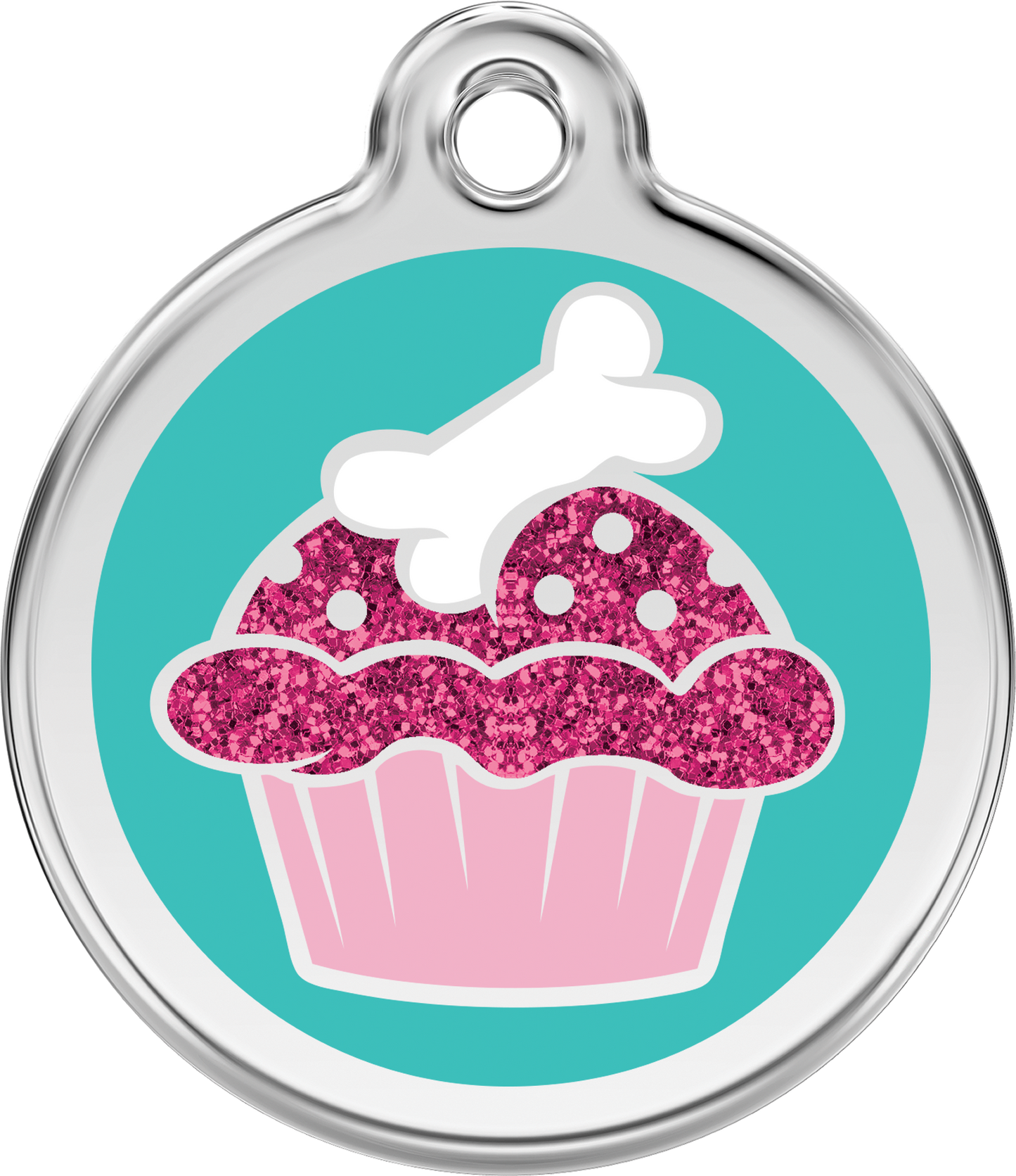 Red Dingo "Cupcake" Glitter Dog Tag
