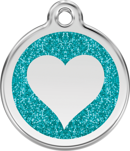 Red Dingo Heart Glitter Dog Tag