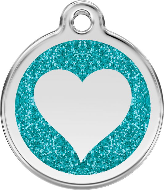 Red Dingo Heart Glitter Dog Tag