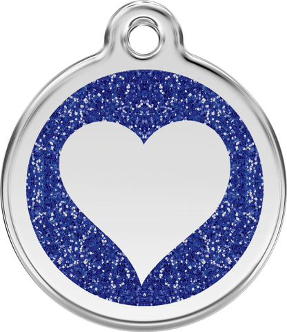 Red Dingo Heart Glitter Dog Tag