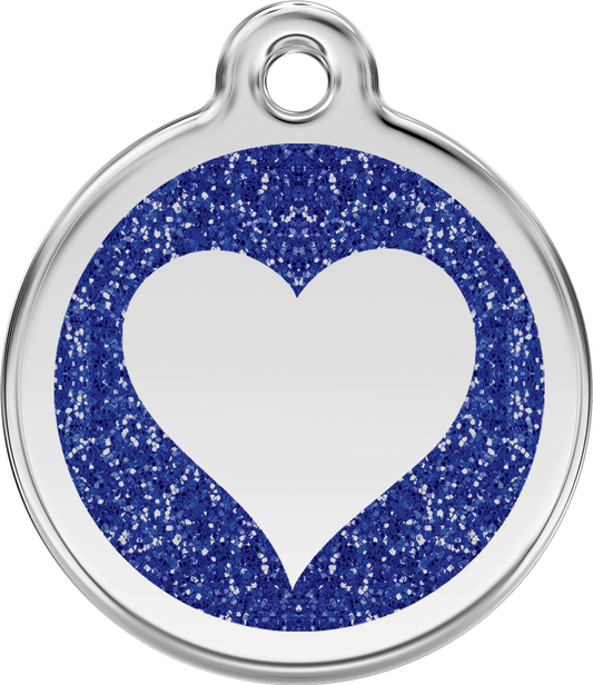 Red Dingo Heart Glitter Dog Tag