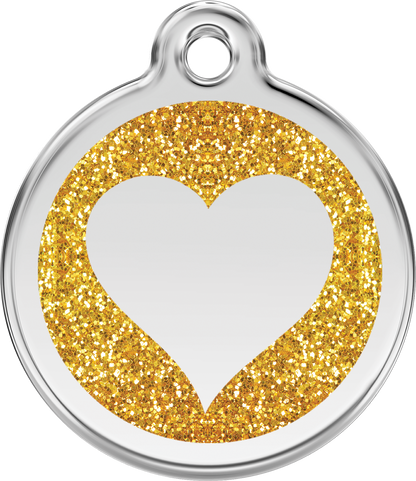 Red Dingo Heart Glitter Dog Tag