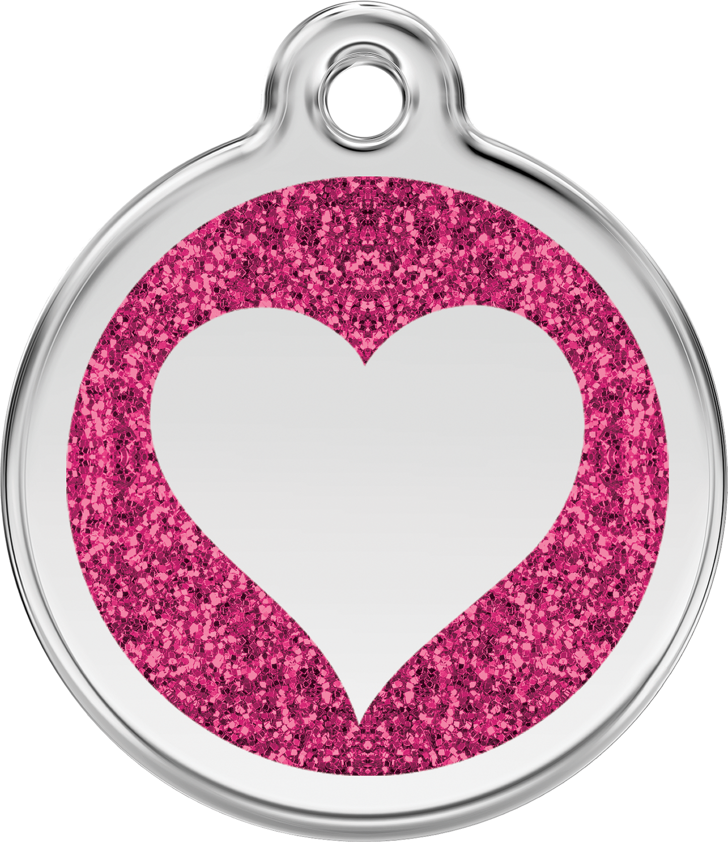 Red Dingo Heart Glitter Dog Tag