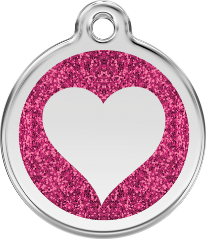 Red Dingo Heart Glitter Dog Tag