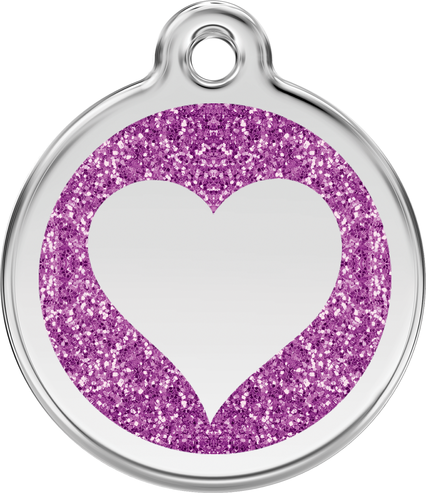 Red Dingo Heart Glitter Dog Tag
