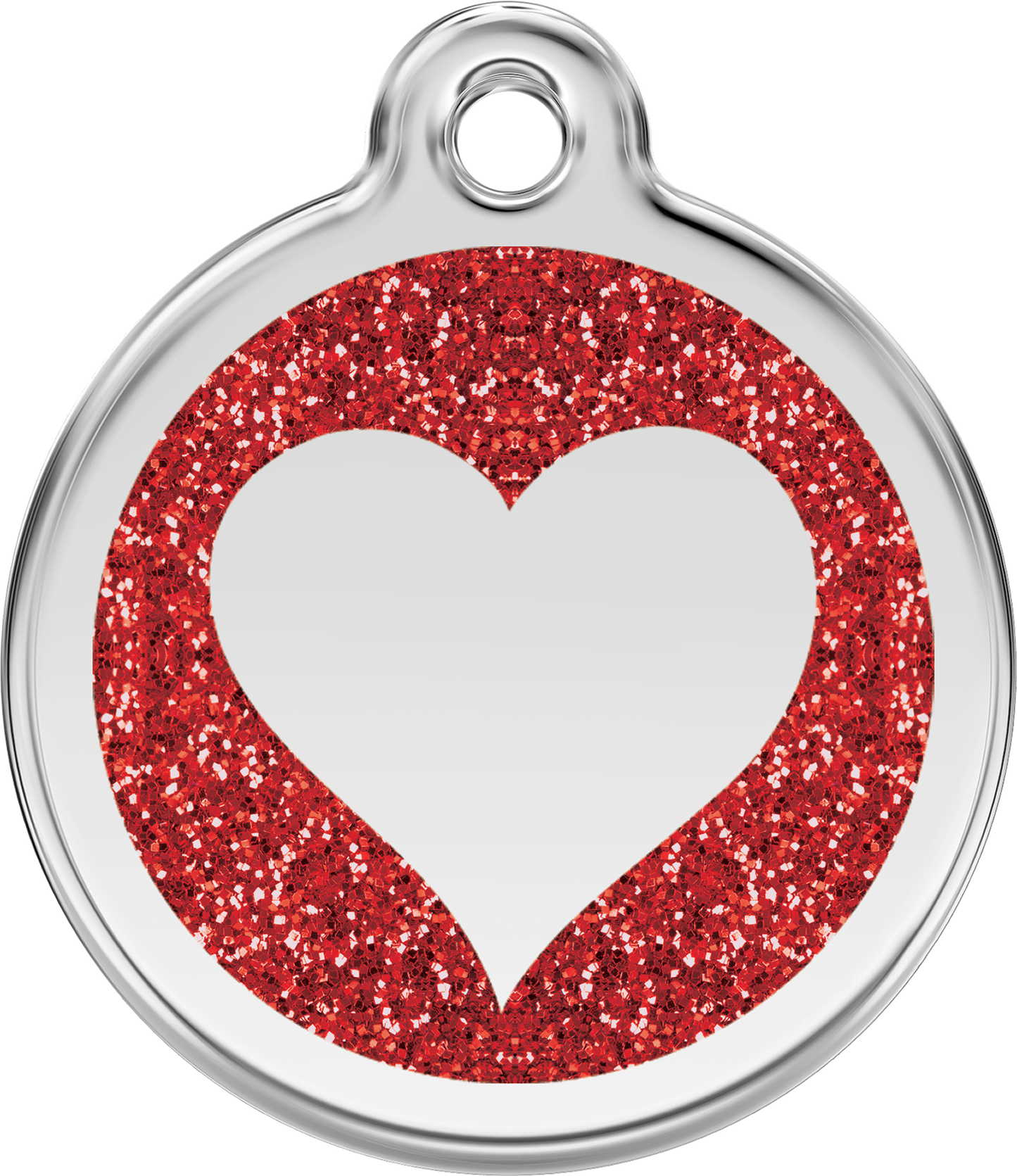 Red Dingo Heart Glitter Dog Tag
