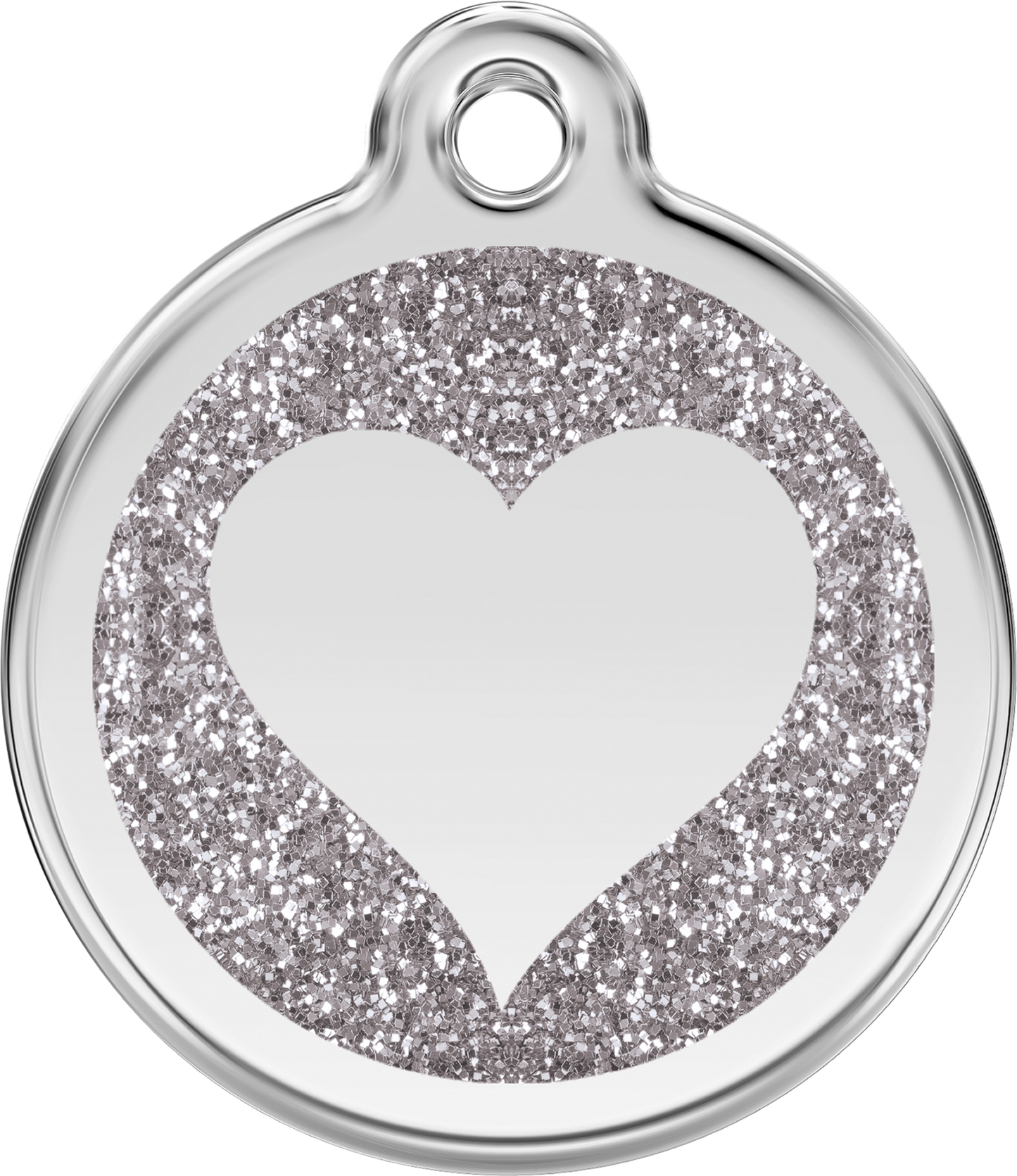 Red Dingo Heart Glitter Dog Tag