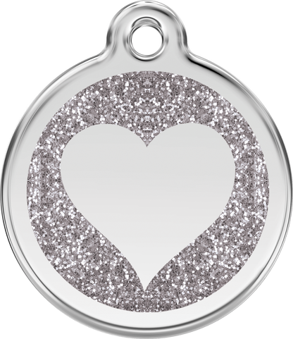 Red Dingo Heart Glitter Dog Tag