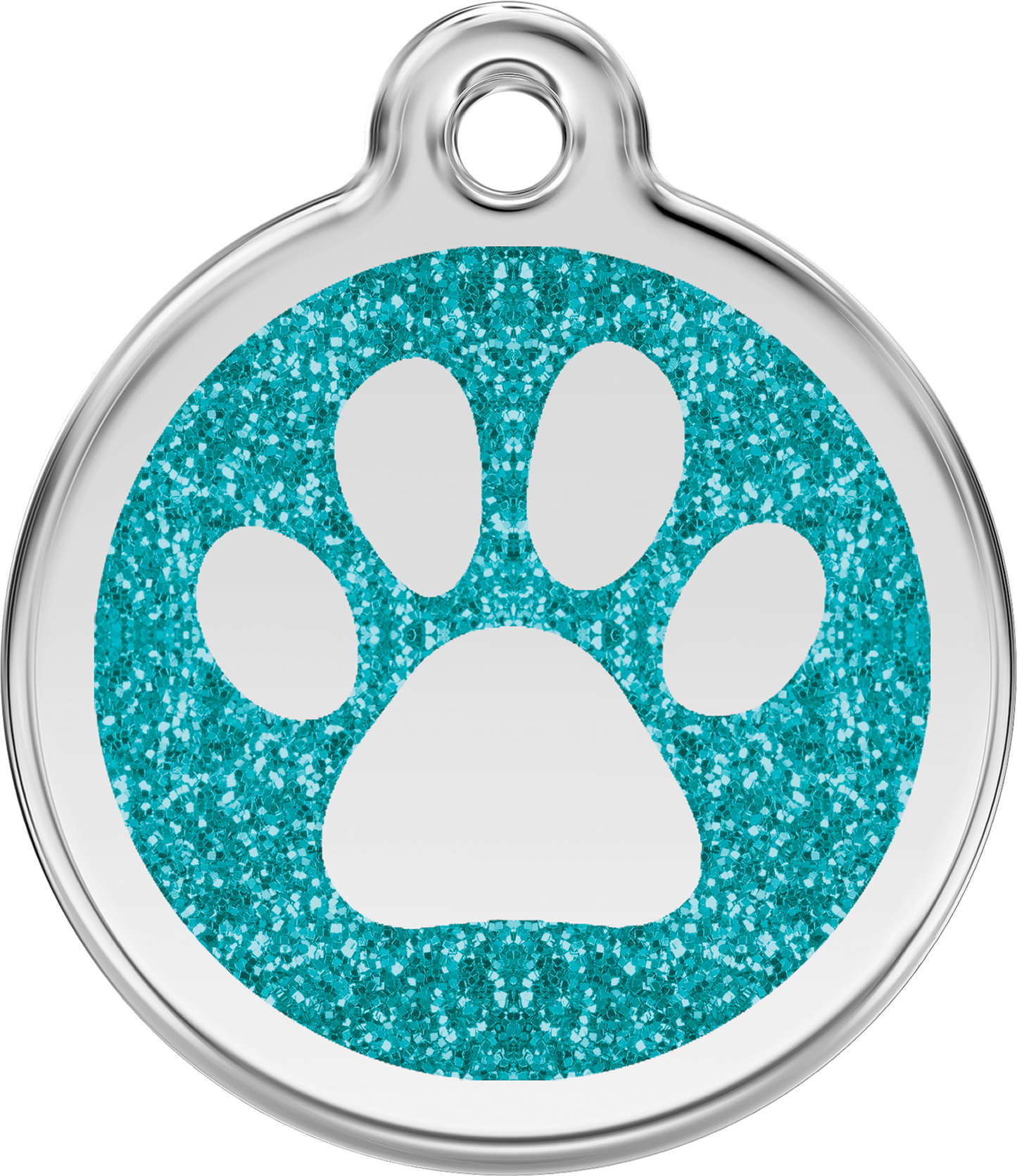 Red Dingo Paw Prints Glitter Pet Tag